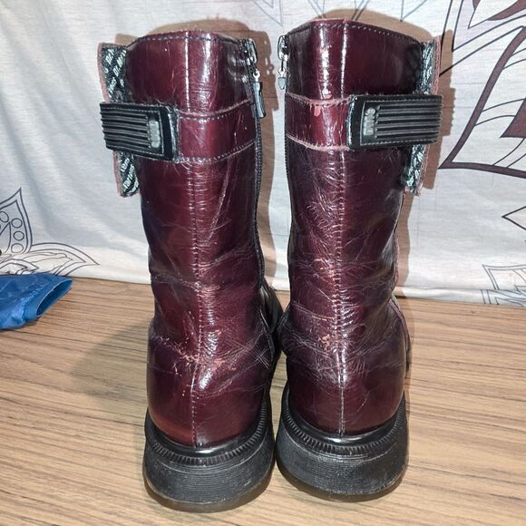 DR MARTENS 9788 4UK 6US Vintage Y2K Brick Red Patent Zip Moto Logo Boots England - Picture 12 of 16